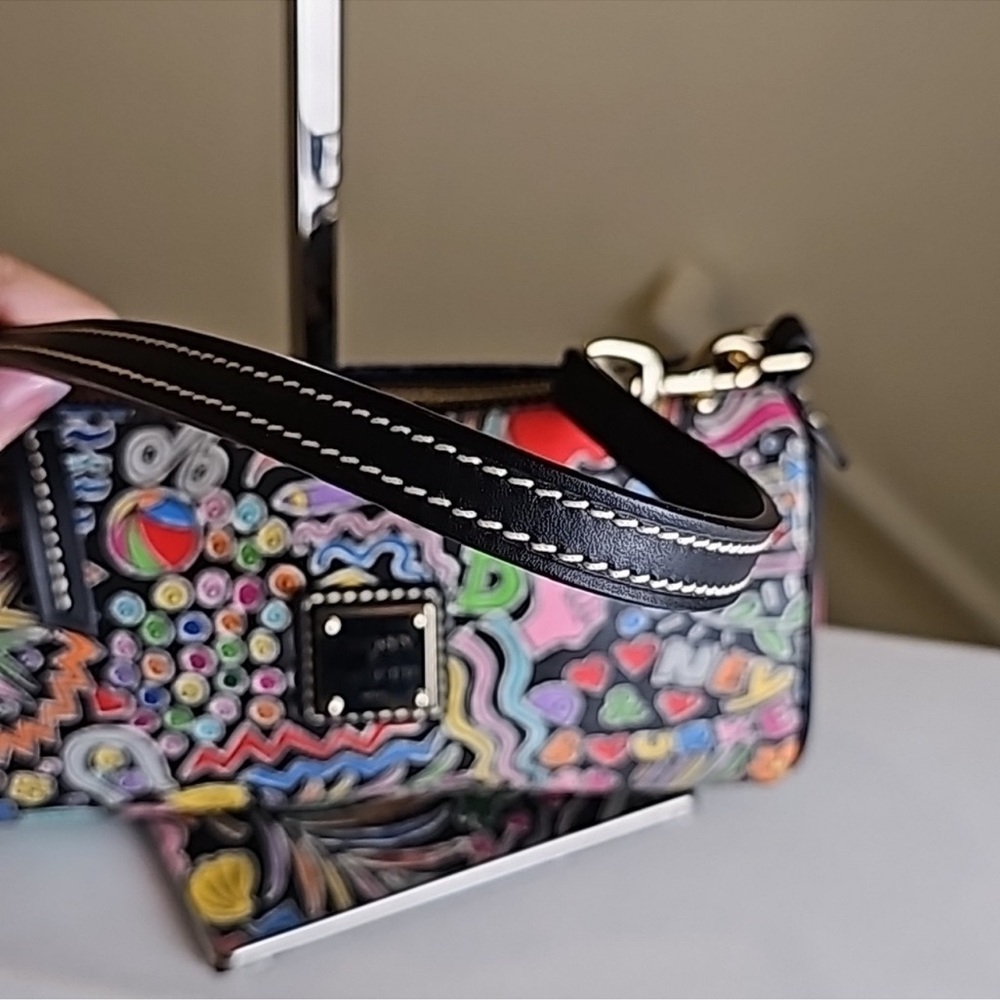 Y2K Dooney & Bourke Whimsy Print Goldtone Hardware Leather Trim Minibag Y2K - Picture 10 of 16
